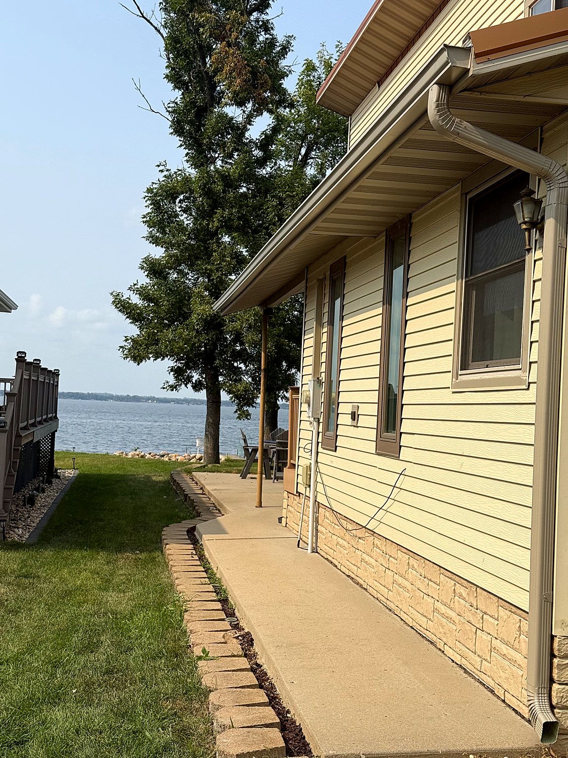 Full seamless gutter run on a lakeside home